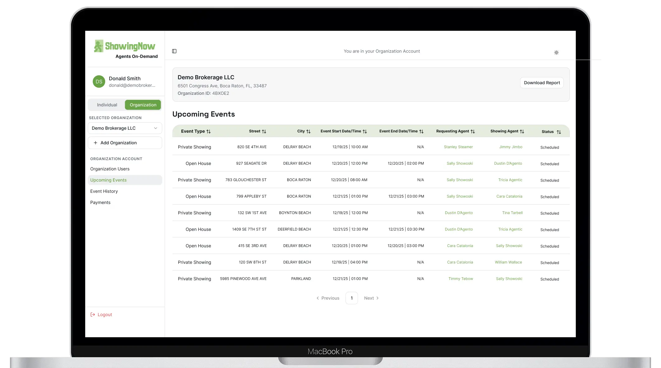 ShowingNow Broker Dashboard