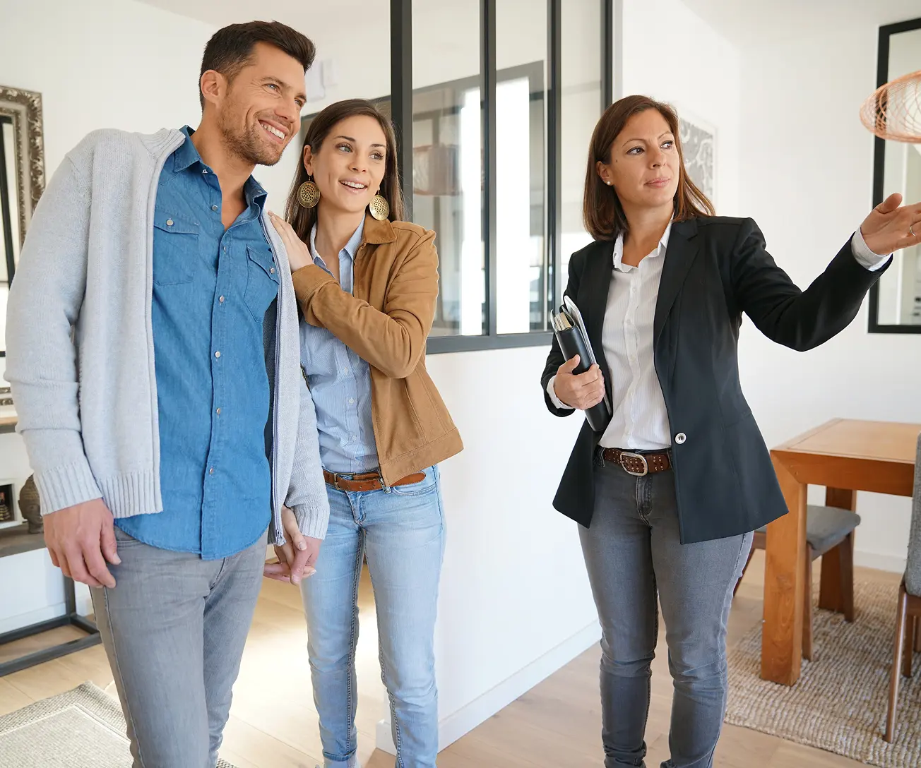 Real estate agent showing a home